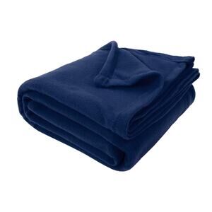 Navy Blue Fleece Throw Blanket 80x60 Soft Polyester Hypoallergenic Couch Bed